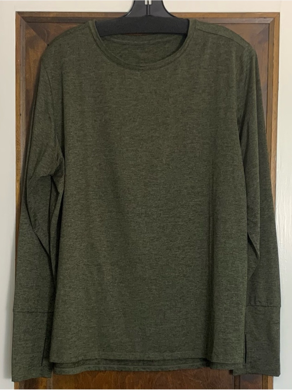 Zella Relaxed Long Sleeve Slub Jersey T-Shirt Heathered Green 2X Excellent